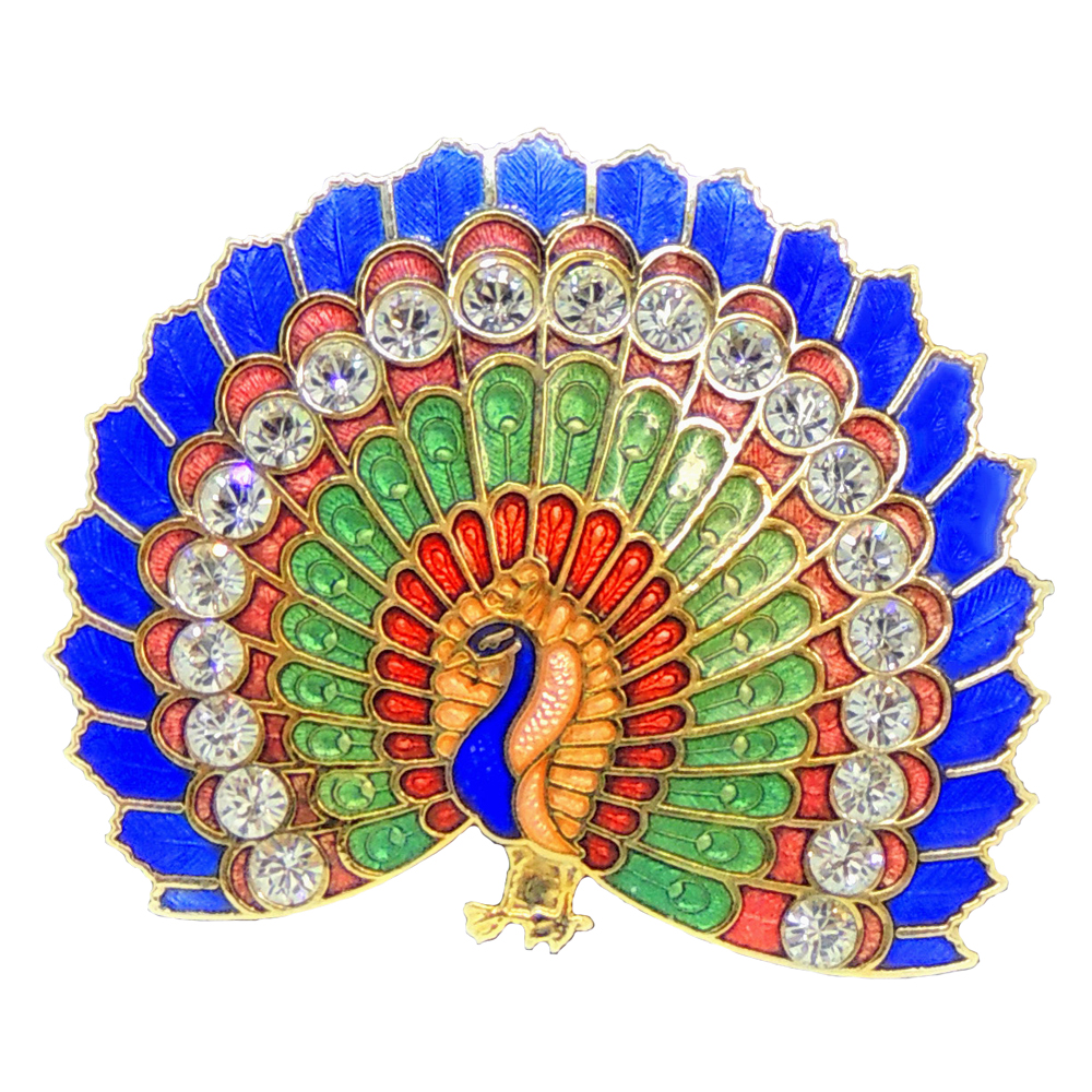 Peacock Enamel Brooch